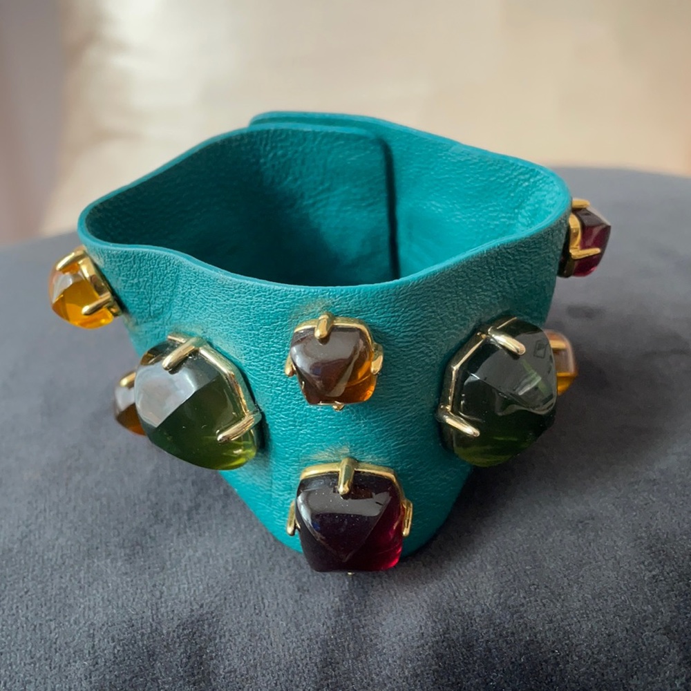 Women’s leather cuff bracelet with stones